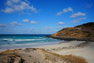 fine beach and clear water in winter