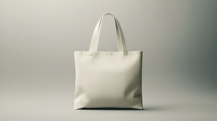 White tote bag on gray background