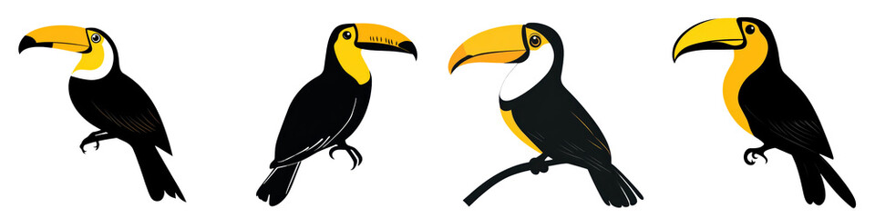 Fototapeta premium Colorful Toucan with Distinctive Beak Perched on Tree Branch in Lush Tropical Rainforest Ecosystem