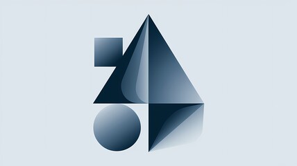 Fototapeta premium A monochromatic illustration of geometric shapes with subtle gradients.