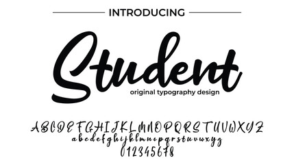 Student Font Stylish brush painted an uppercase vector letters, alphabet, typeface