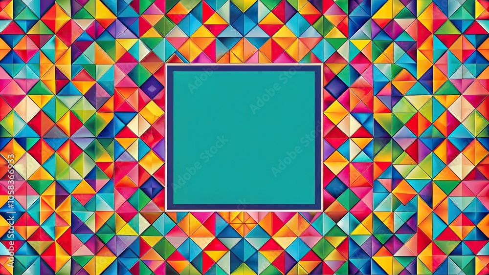 Wall mural a vibrant and colorful geometric pattern featuring shapes and lines in various colors, creative, vis