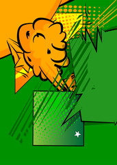 Cartoon green and yellow background, comic book backdrop. Retro vector comics pop art design.