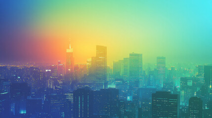 Fototapeta premium Vibrant Cityscape Skyline Gradient Background