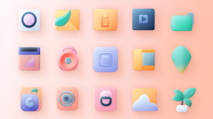 Colorful 3D Icons on Gradient Background