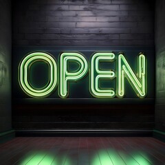 Obraz premium Neon sign glowing brightly in a modern setting, inviting patrons during evening hours. Generative AI
