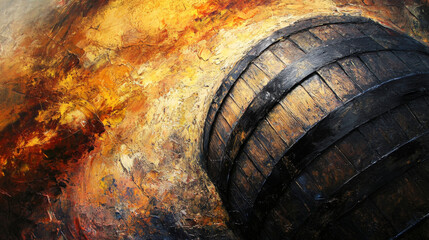 Abstract Barrel with Fiery Background
