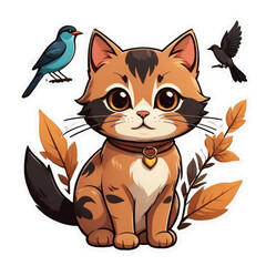 Fototapeta premium Cute and playful clipart of cats in various poses and expressions, perfect for pet lovers, cat-themed designs, and creative projects.