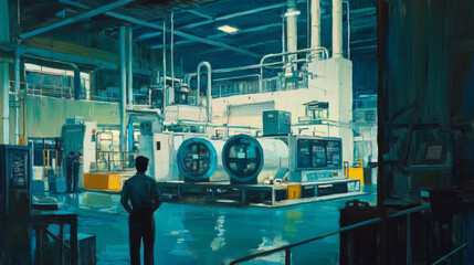 Industrial Factory Interior with Machinery