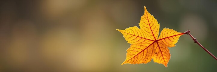 A close-up shot of a gilded leaf gracefully falling to the ground in a quiet and respectful manner, creating a serene and reverent atmosphere, weather, close-up, leaf