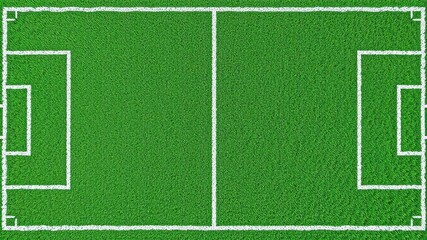 Naklejka premium A blank soccer field banner with green grass and white lines, empty, landscape, advertising