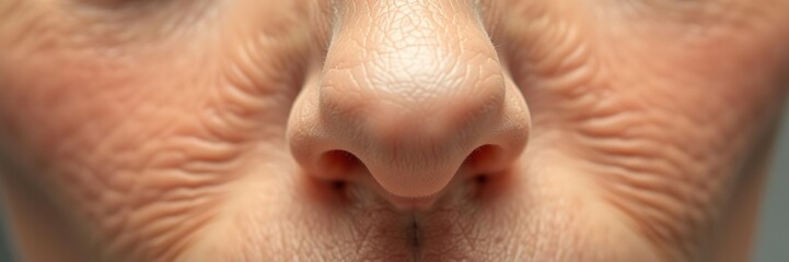 Fototapeta premium Close-up photo of a nose showing pores, fine lines, and natural texture, natural, skin
