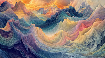 Fototapeta premium Vibrant Abstract Mountain Landscape Painting