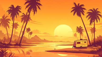 Sunset RV Camping in a Tropical Paradise