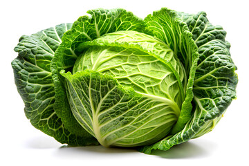 Obraz premium Savoy cabbage isolated on white background. Clipping path included. Easter bunny. Generative AI