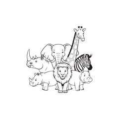 Obraz premium Wild Animals Line Icons