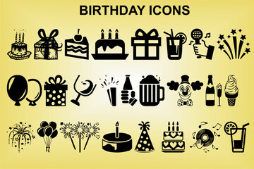 Birthday icon set vector