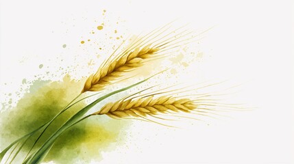 Ear of Wheat with Soft Watercolor Background