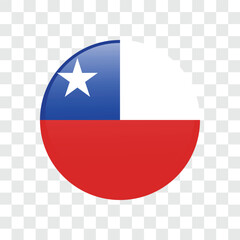 Chile rounded circle flag isolated on transparent background. Vector illustration