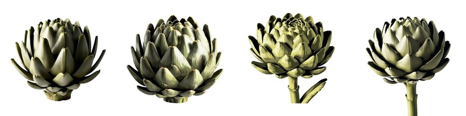 Fototapeta premium Artichoke variety, white isolate background