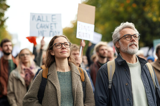 People protesting with signs advocating for climate action