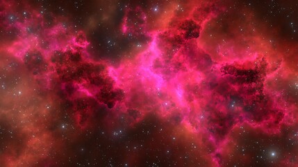 Obraz premium Cosmic Nebula with Red and Pink Clouds in a Deep Space Background for Science, Education, and Space Exploration Themes Blank Background with Copy Space for Design Projects