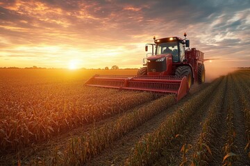 Obraz premium Agricultural vehicle. Big harvesters and farm workers plowing fields for sugar beets, loading