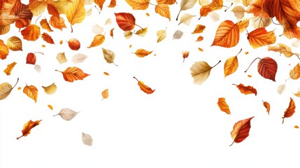 Obraz premium Autumn background with falling leaves background isolated on white