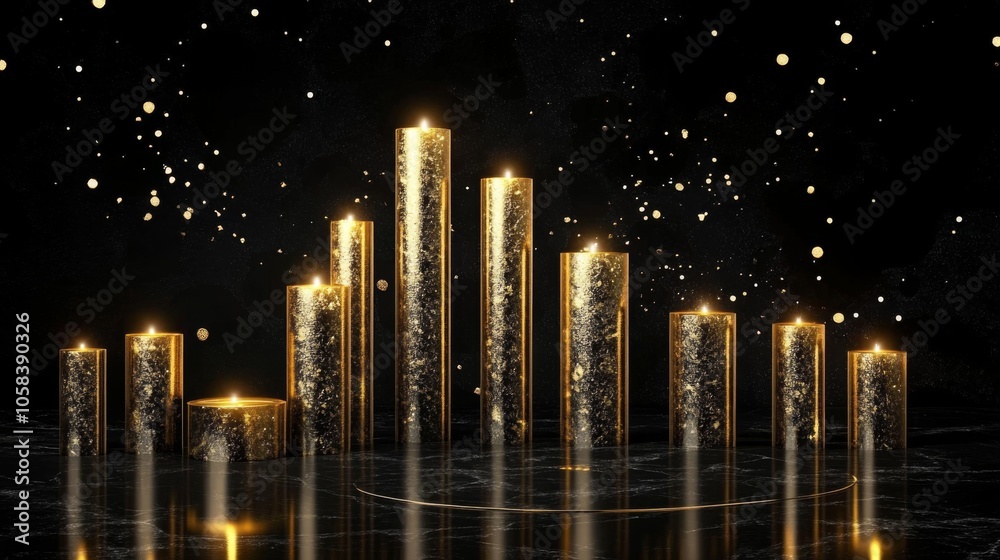 Poster elegant golden candles with sparkling background