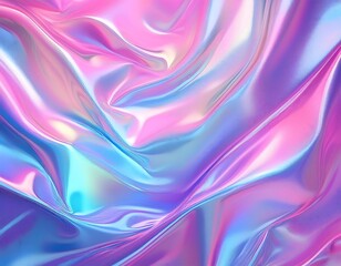 Naklejka premium Soft focus pastel holographic fabric with flowing patterns in shades of pink, lavender, and aqua. Generative AI