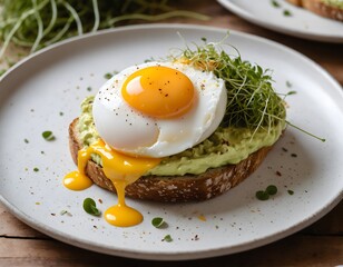 avocado toast with poached egg on sourdough bread