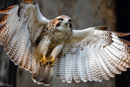 Falcon with wings wide open