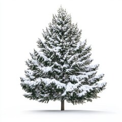 Fototapeta premium Fir Tree with Snow-Covered Branches isolated on white background