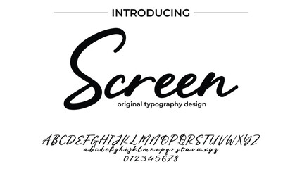 Screen Font Stylish brush painted an uppercase vector letters, alphabet, typeface