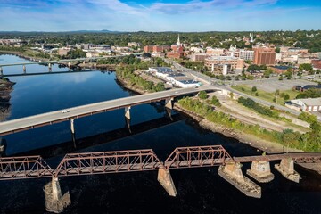 Bridge crossing the Penobscot River, Bangor, Maine, United States.