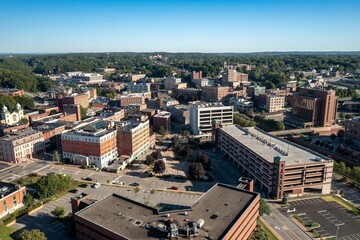 Downtown cityscape of Bangor, Maine, United States.