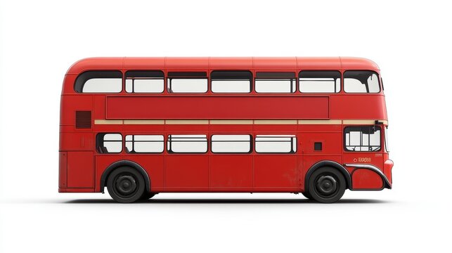 red double-decker bus on white background clip art preview