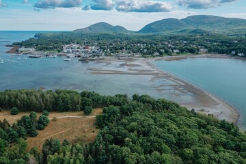 Bar Island with a view to the town of  Bar Harbor, Maine, United States.