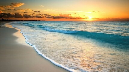 Serene Sunset Over Tranquil Ocean Waves