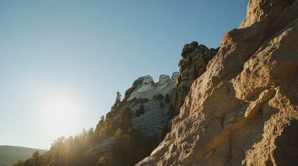 Fototapeta premium Scenic View of Iconic Mountain Faces at Sunset