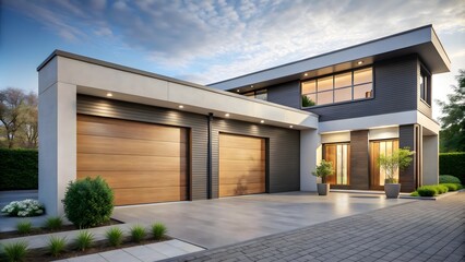 Contemporary Garage Entrance with Sectional Doors", "Sleek Modern Design of a Sectional Door Garage Entrance