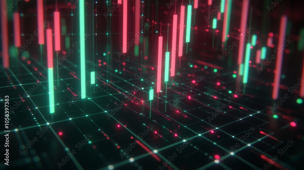 Poster abstract data visualization with colorful graphs