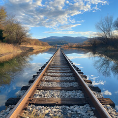 Naklejka premium railway bridge over the river