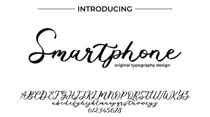 Smartphone Font Stylish brush painted an uppercase vector letters, alphabet, typeface