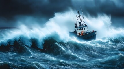 Stormy sea voyage