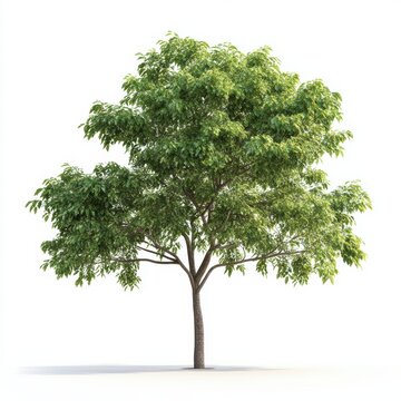 Verdant Kentucky Coffeetree on White Background