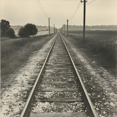 railway in the morning fog