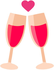 Cheers Champagne Glasses Icon Flat Vector