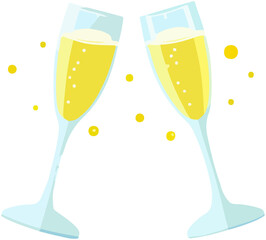 Cheers Champagne Glasses Icon Flat Vector
