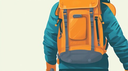 Stylish backpack on a hiker, ready for adventure against a light background.